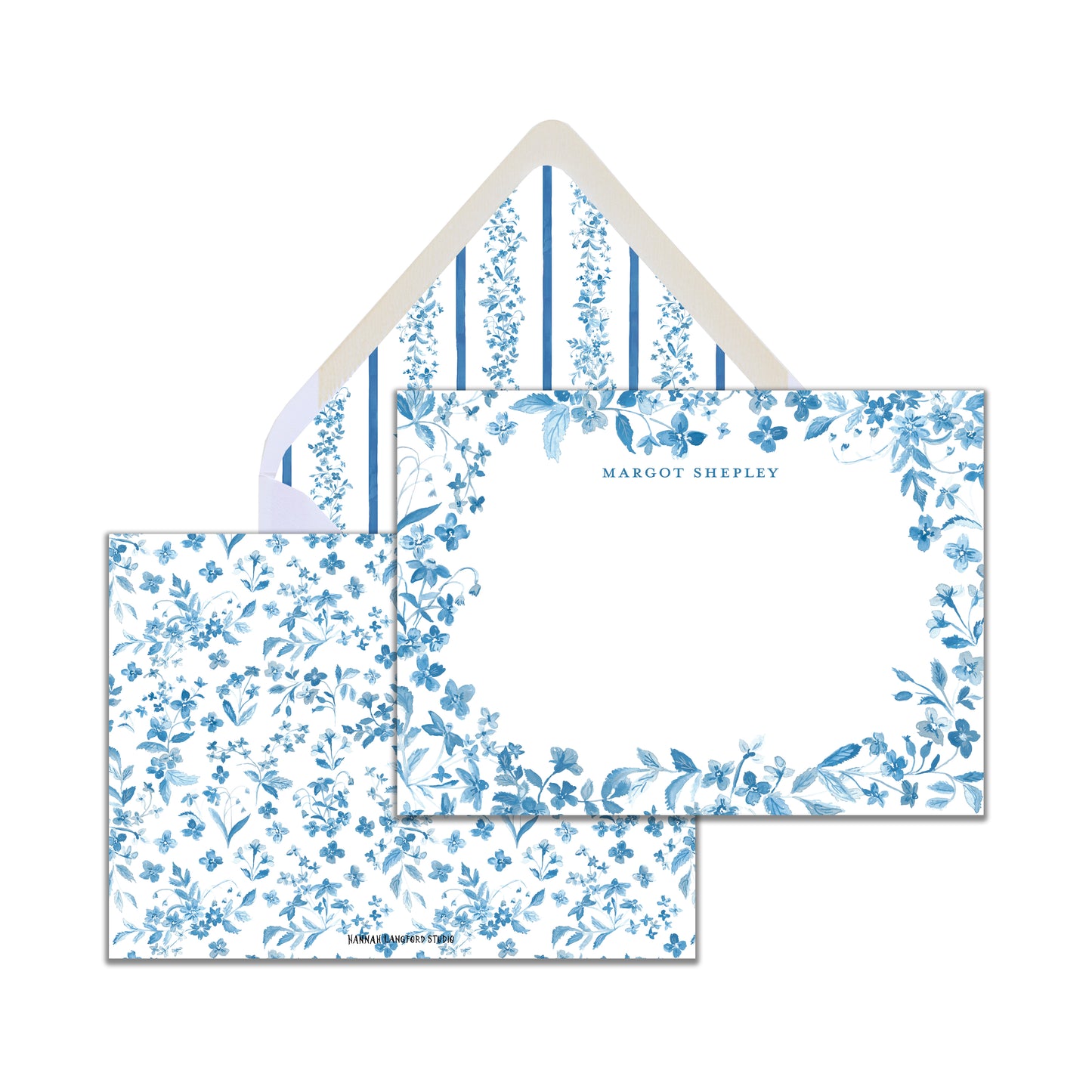 Blue Watercolor Floral Stationery