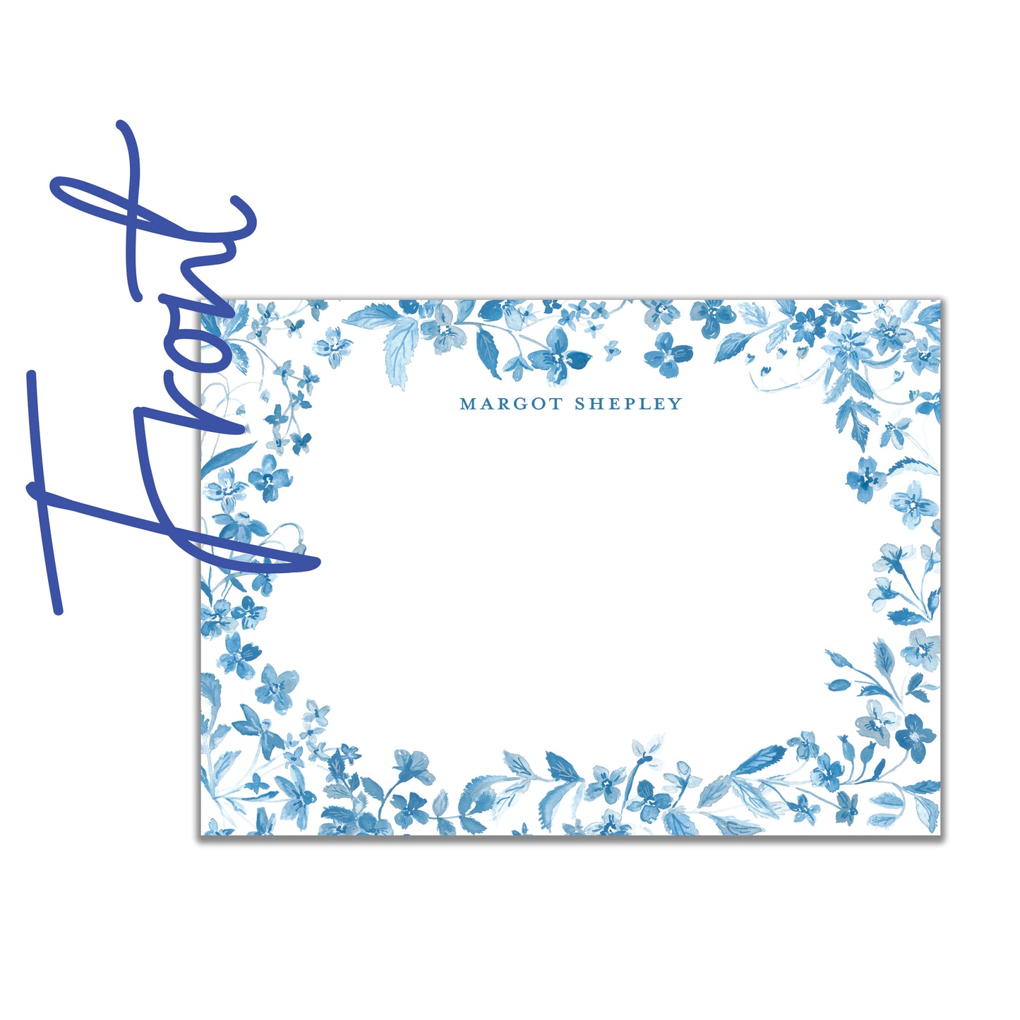 Blue Watercolor Floral Stationery