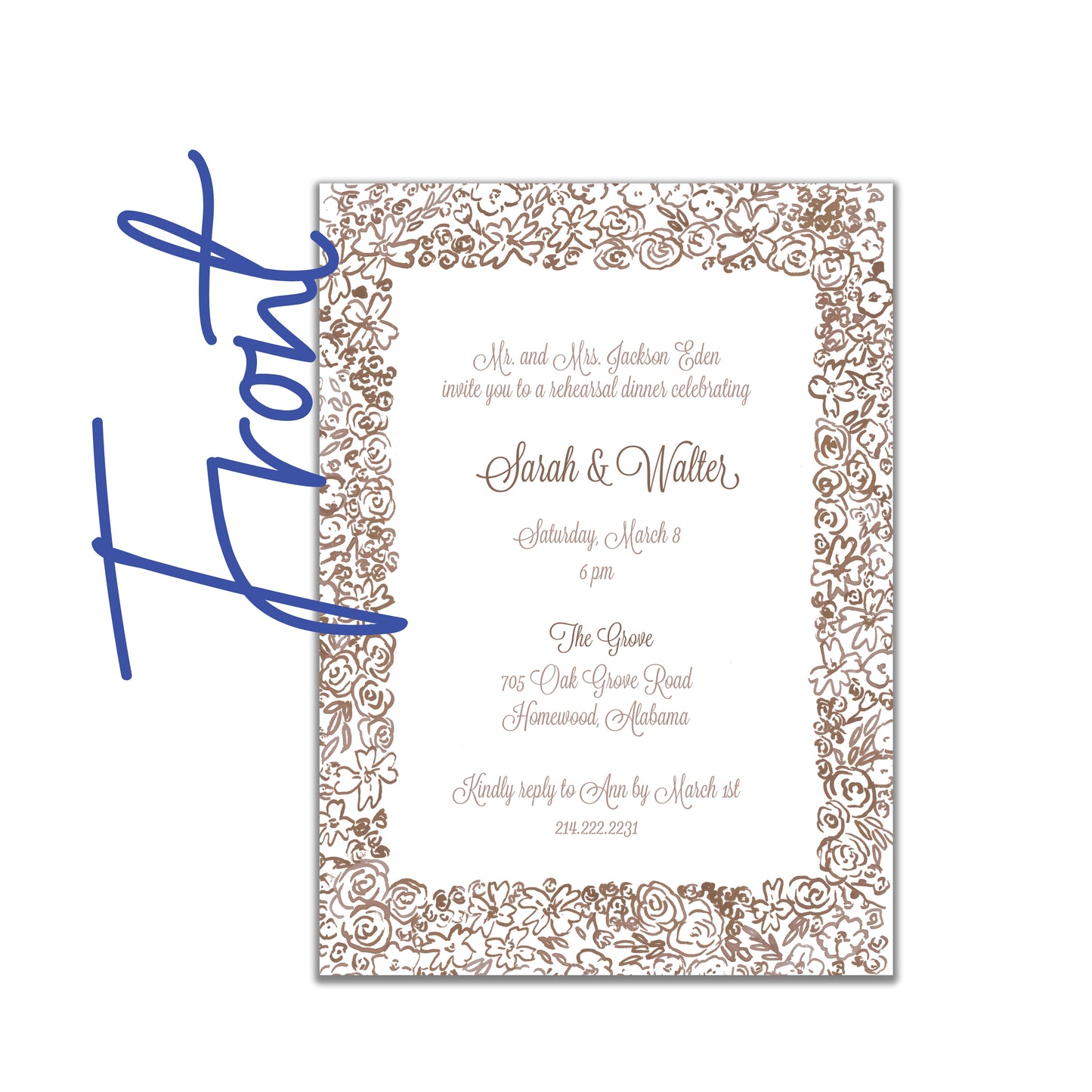Brown Floral Border Invite