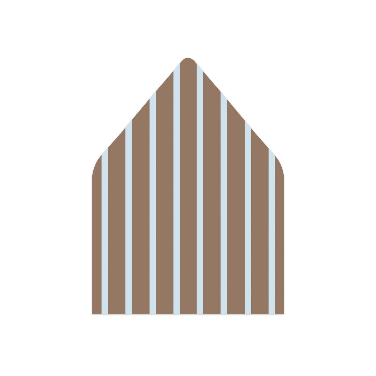 A blue and brown striped envelope liner on a white background.