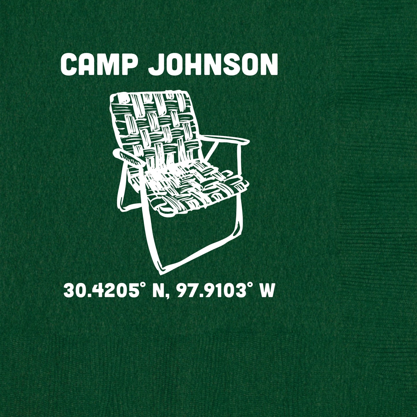 beverage napkin with a camp chair illustration