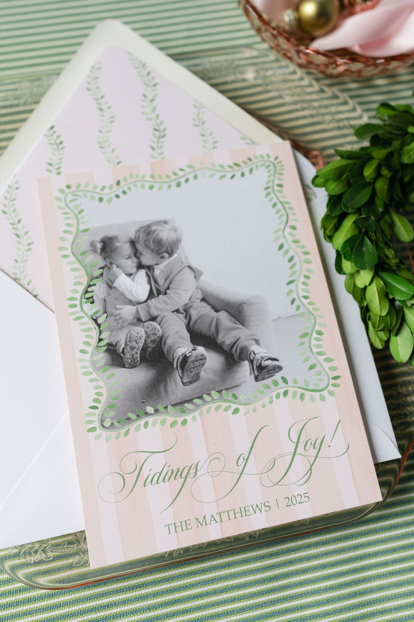 Peachy Vines Christmas Card