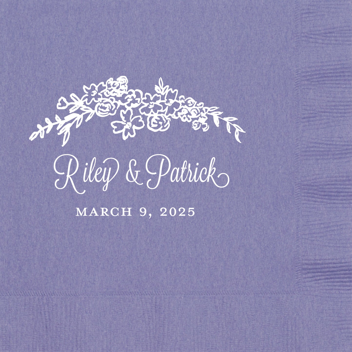 beverage napkins with a floral arch design