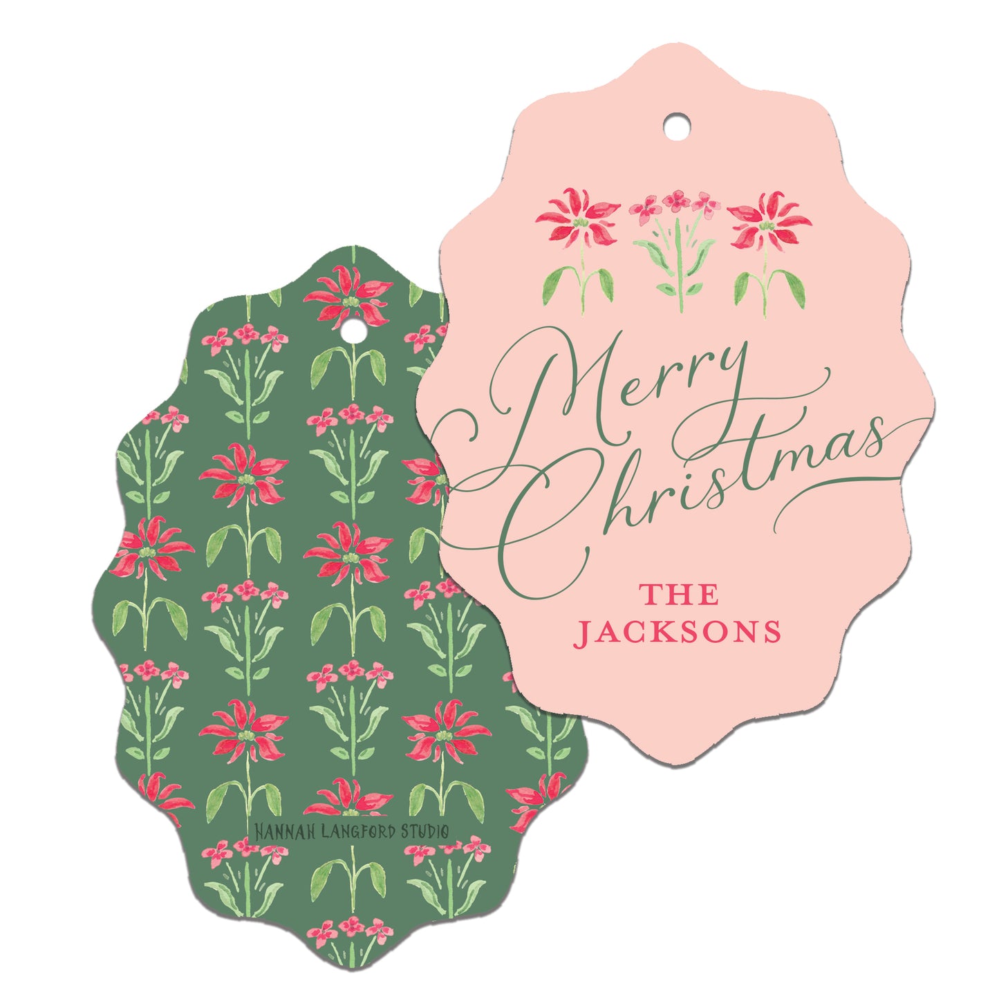 Folksy Poinsettia Gift Tag