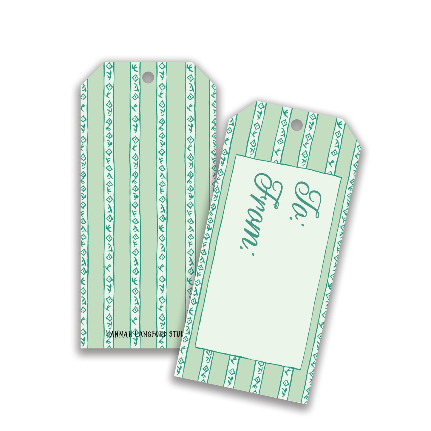 Green Block Print Gift Tags