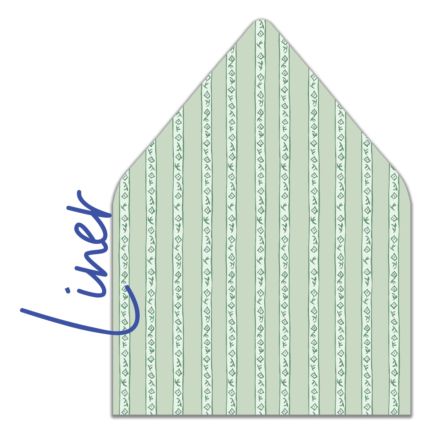 Green Block Print Border Stationery