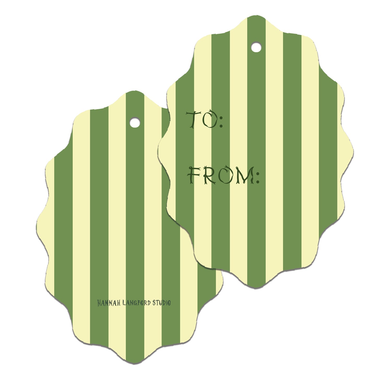 Green Stripe Ribbon Initial Gift Tag