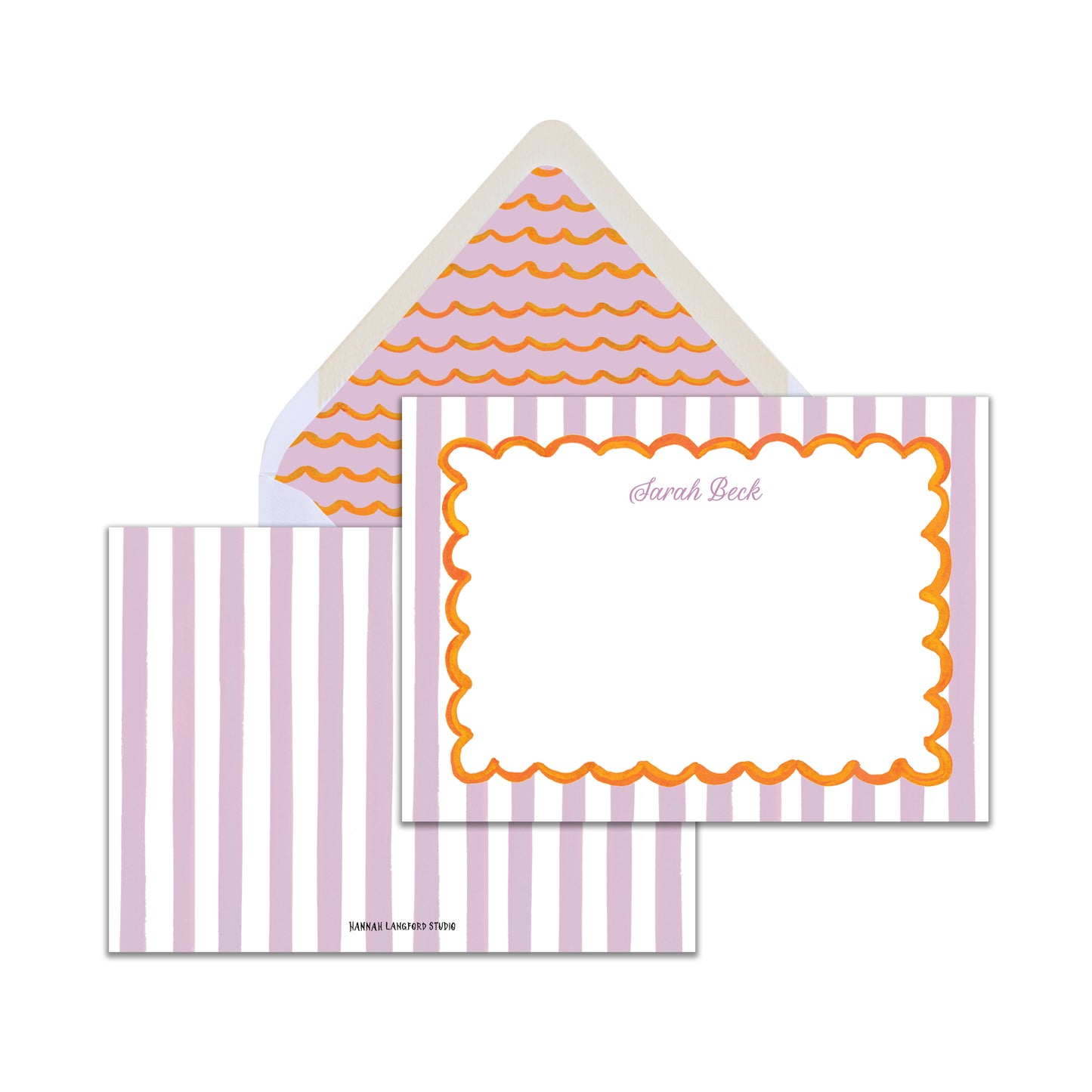 Lavender Scallop Stationery
