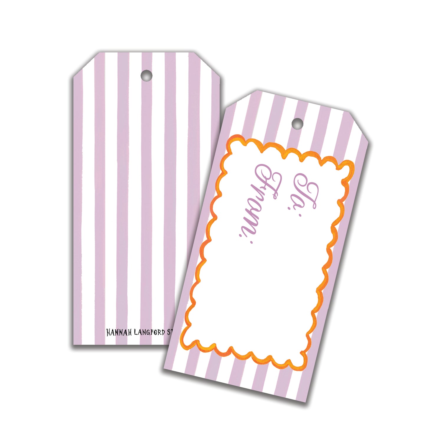 Lavender Striped Scallop Gift Tags