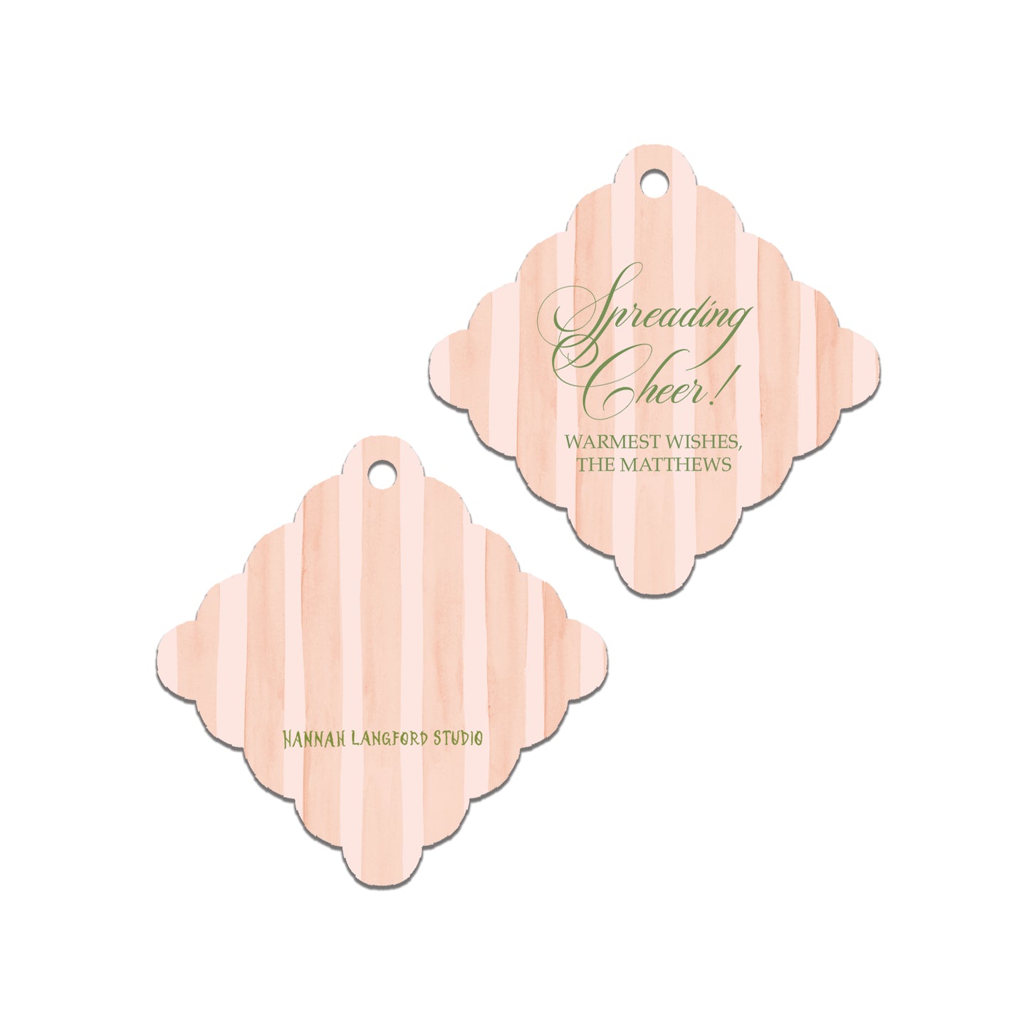 Pink Striped Scallop Gift Tag