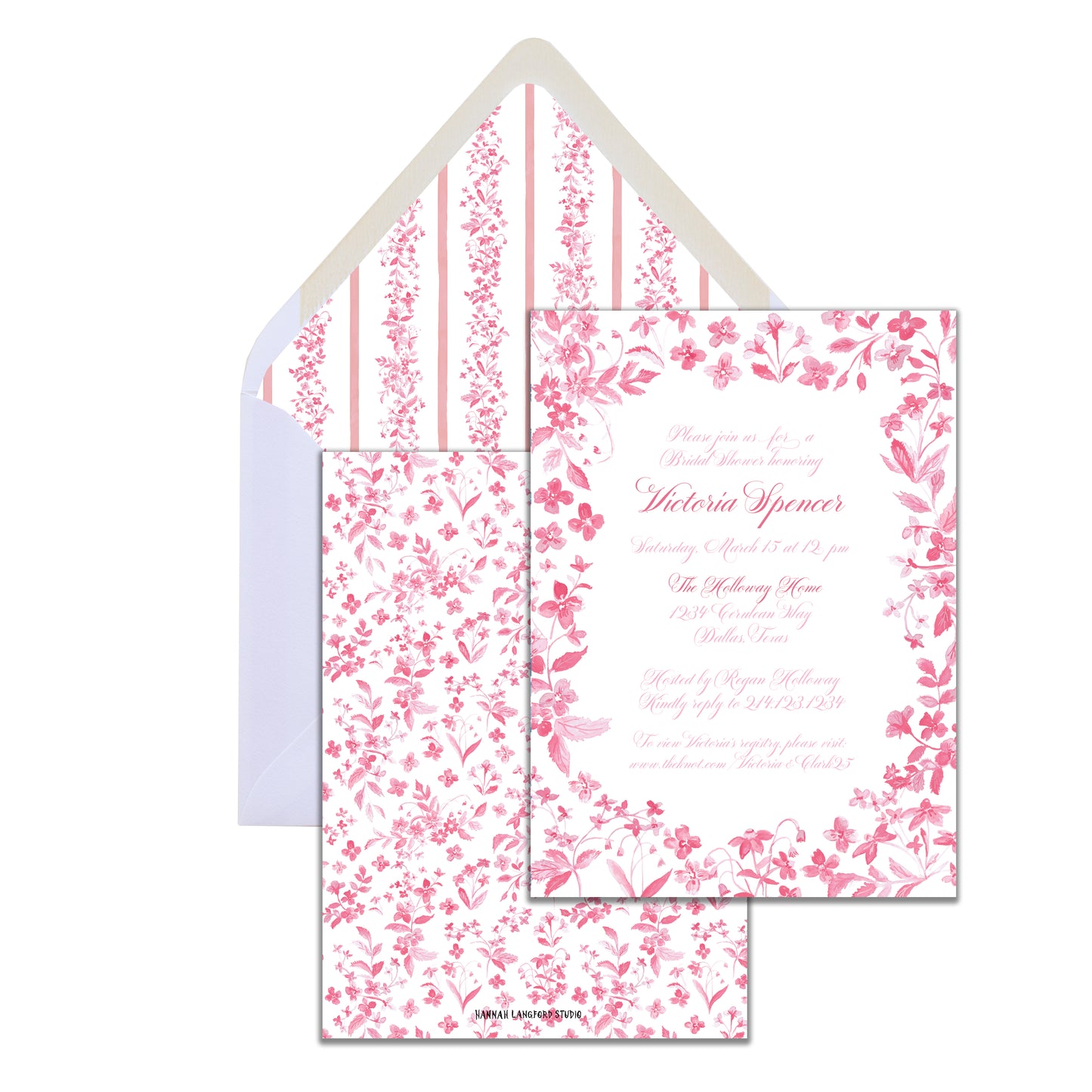 Pink Watercolor Floral Invite