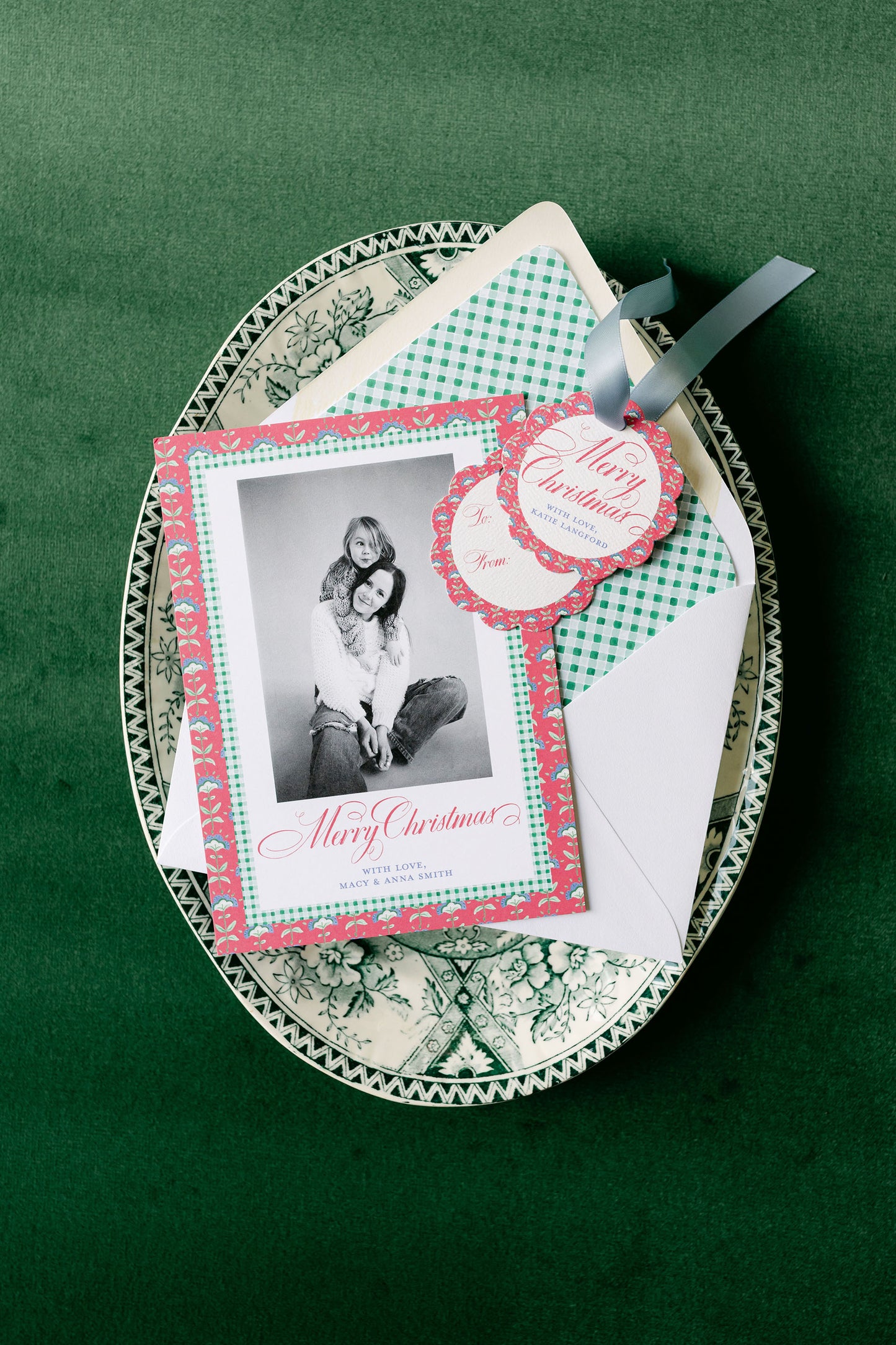 Red Block Print Christmas Card