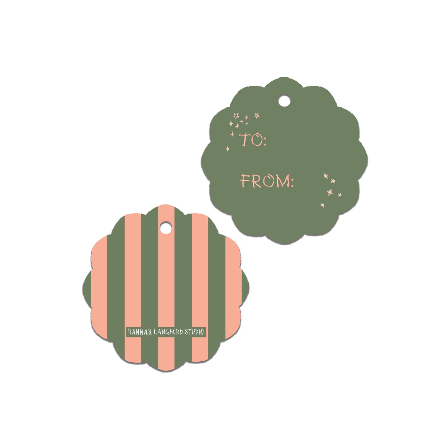Ribbon Initial Scalloped Gift Tag