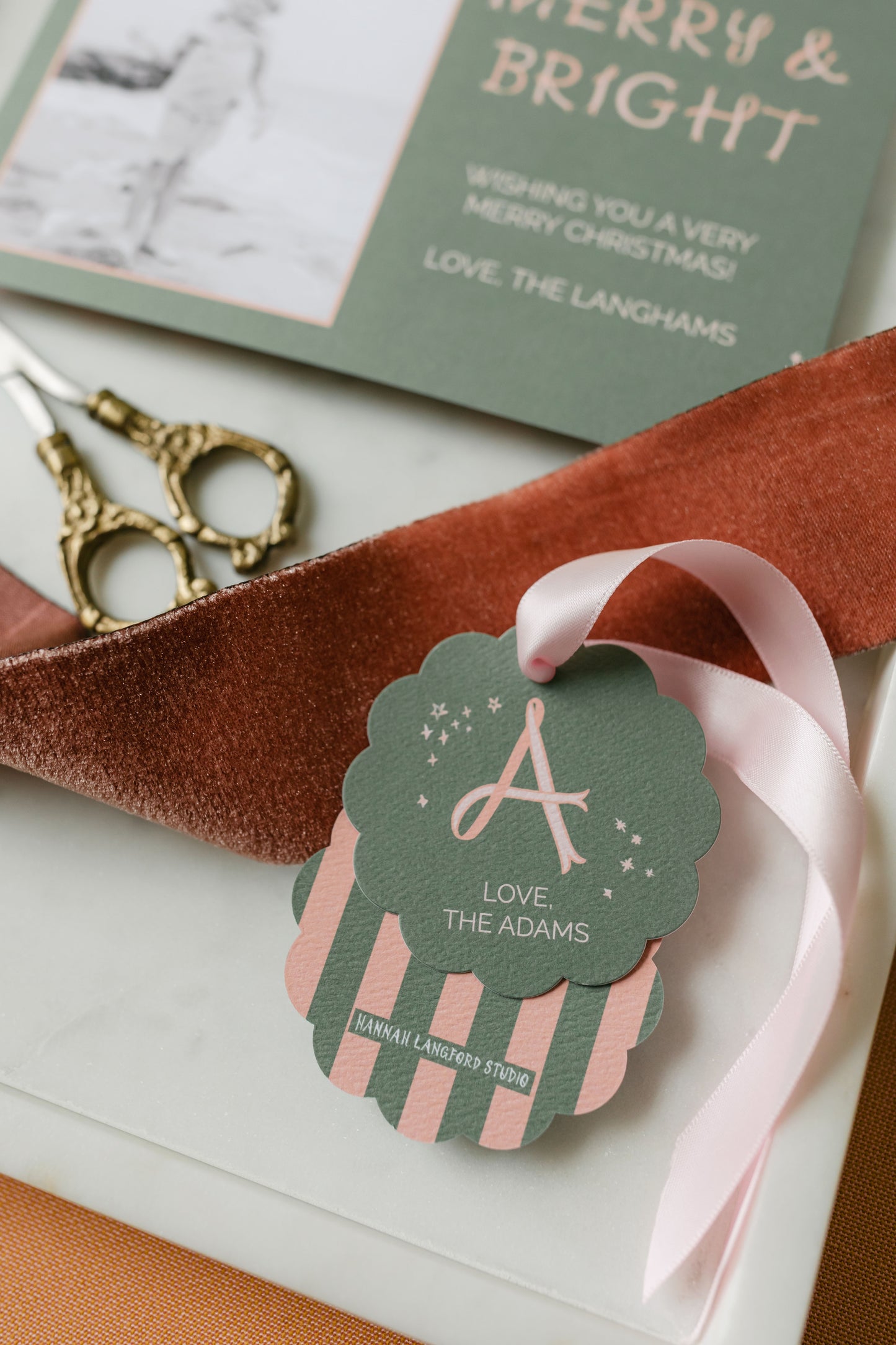Merry & Bright Ribbon Christmas Card