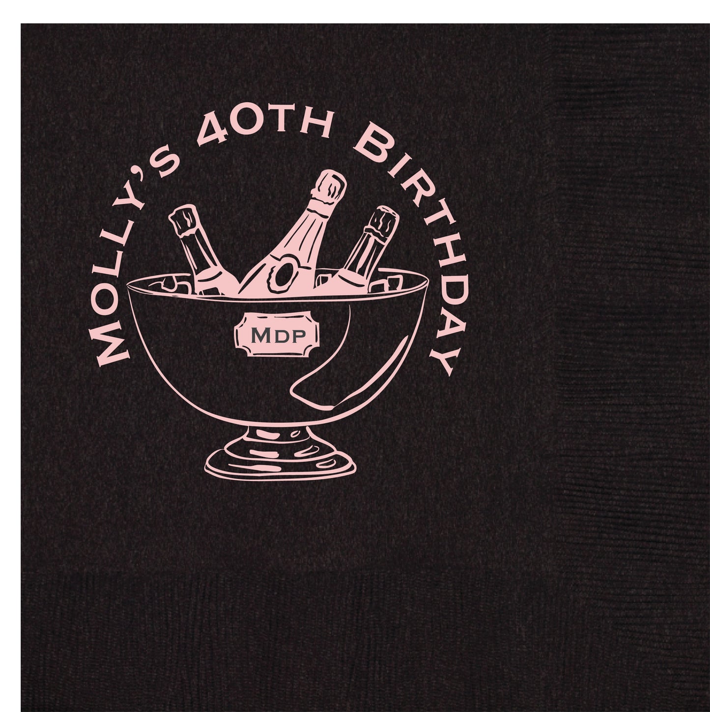 champagne illustrations on a beverage napkin