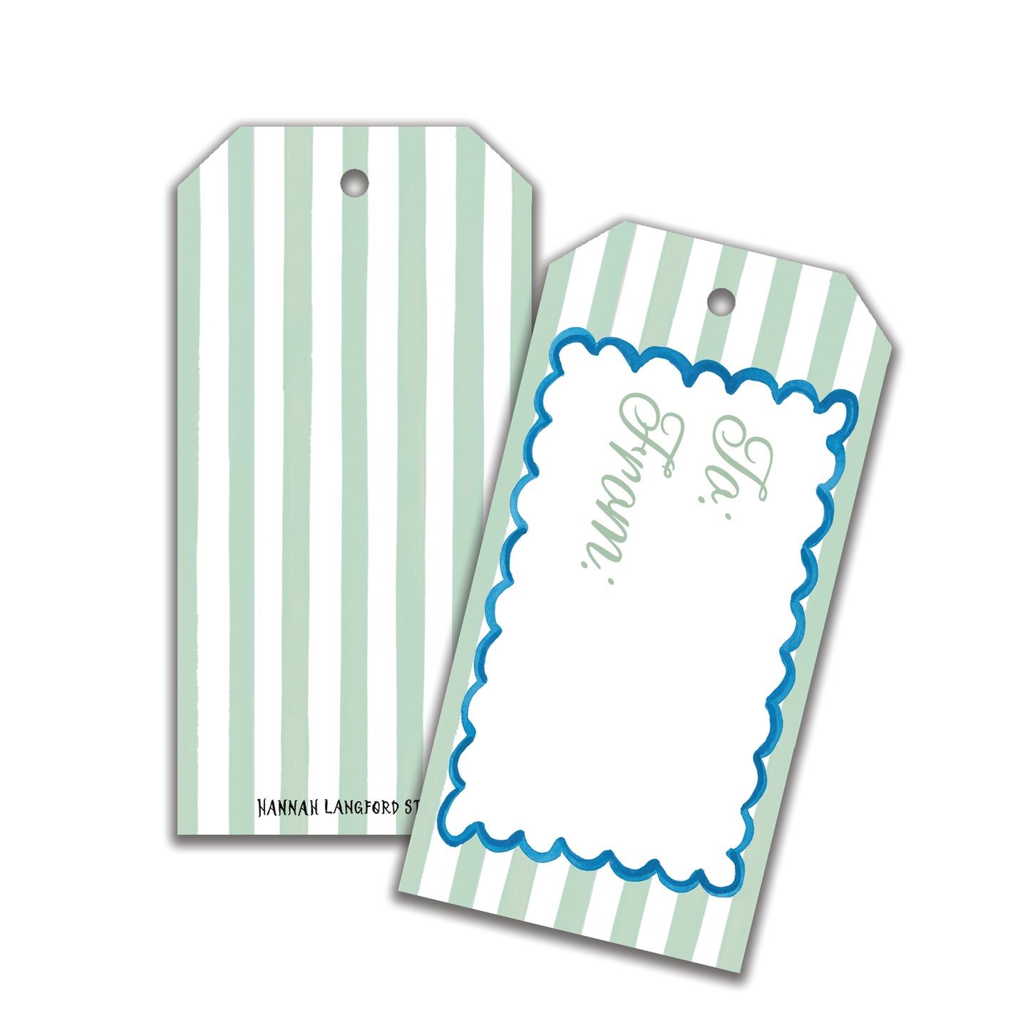 Green Striped Scallop Gift Tags