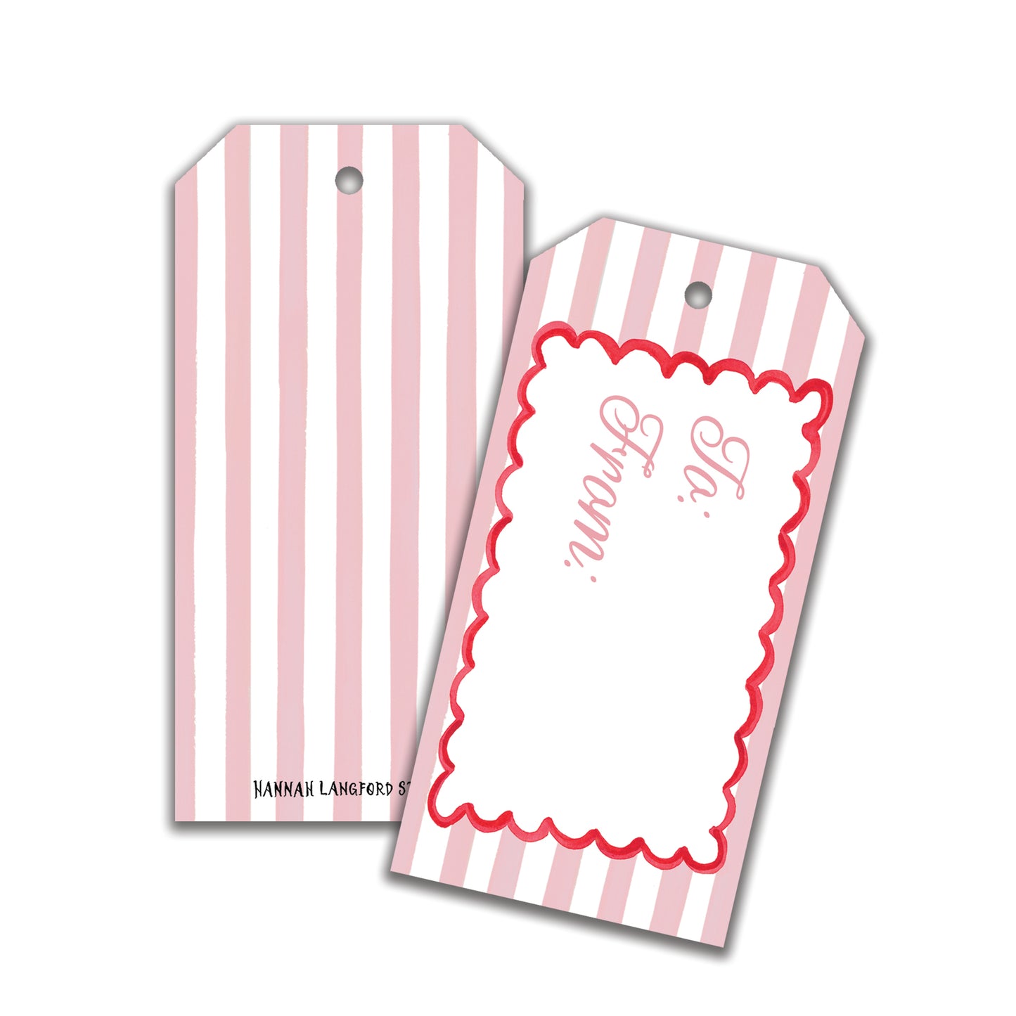 Pink Striped Scallop Gift Tags