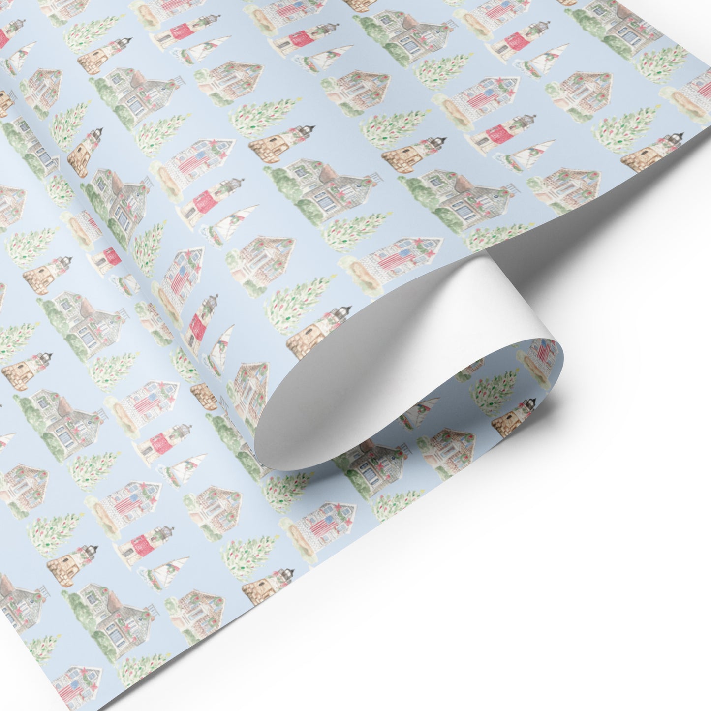 New England Coastal Christmas Gift Wrap