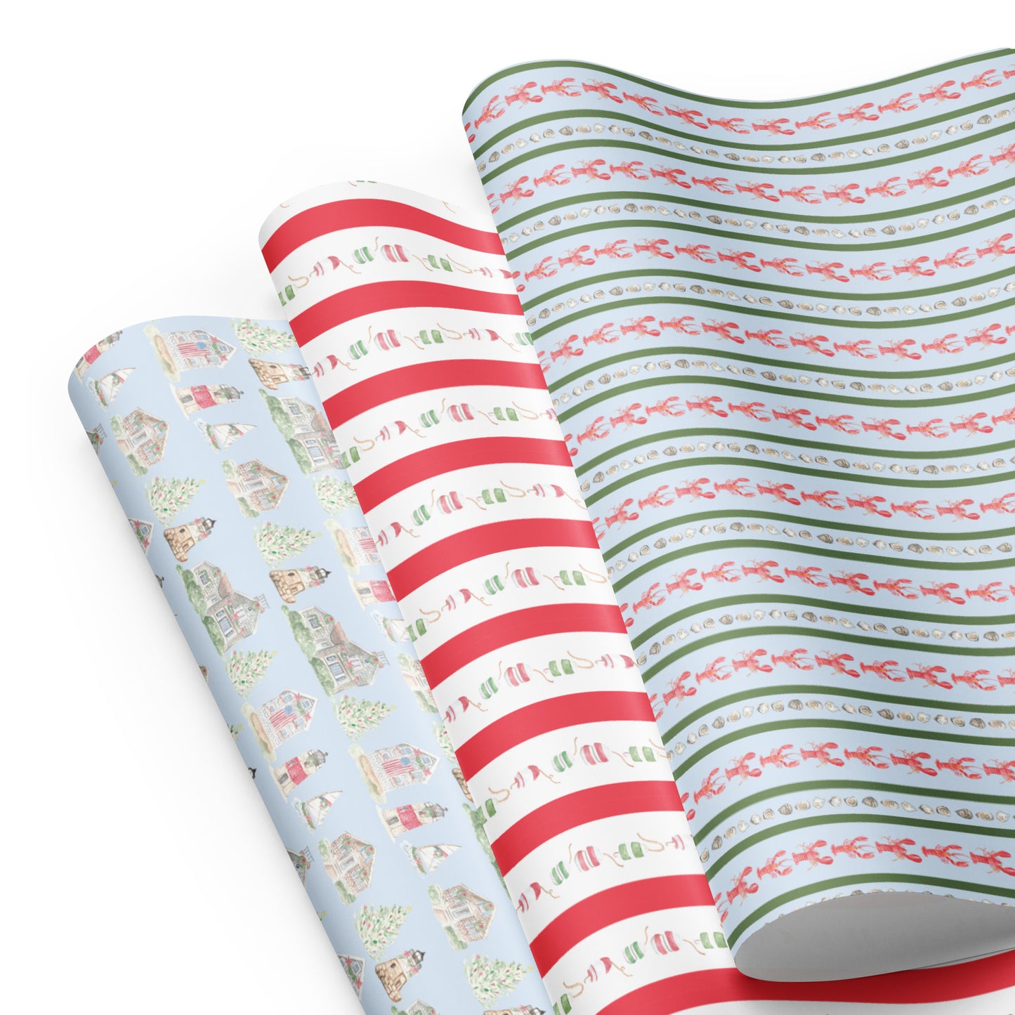 New England Coastal Christmas Gift Wrap