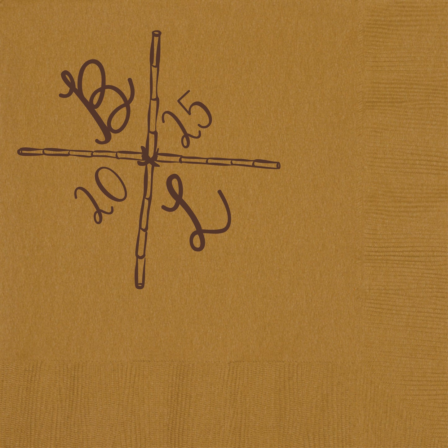 beverage napkin featuring a bamboo X design