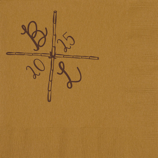 beverage napkin featuring a bamboo X design