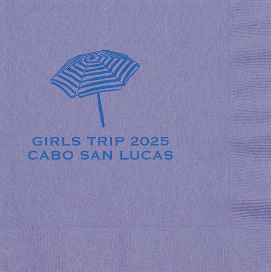 beverage napkin with beach umbrella design