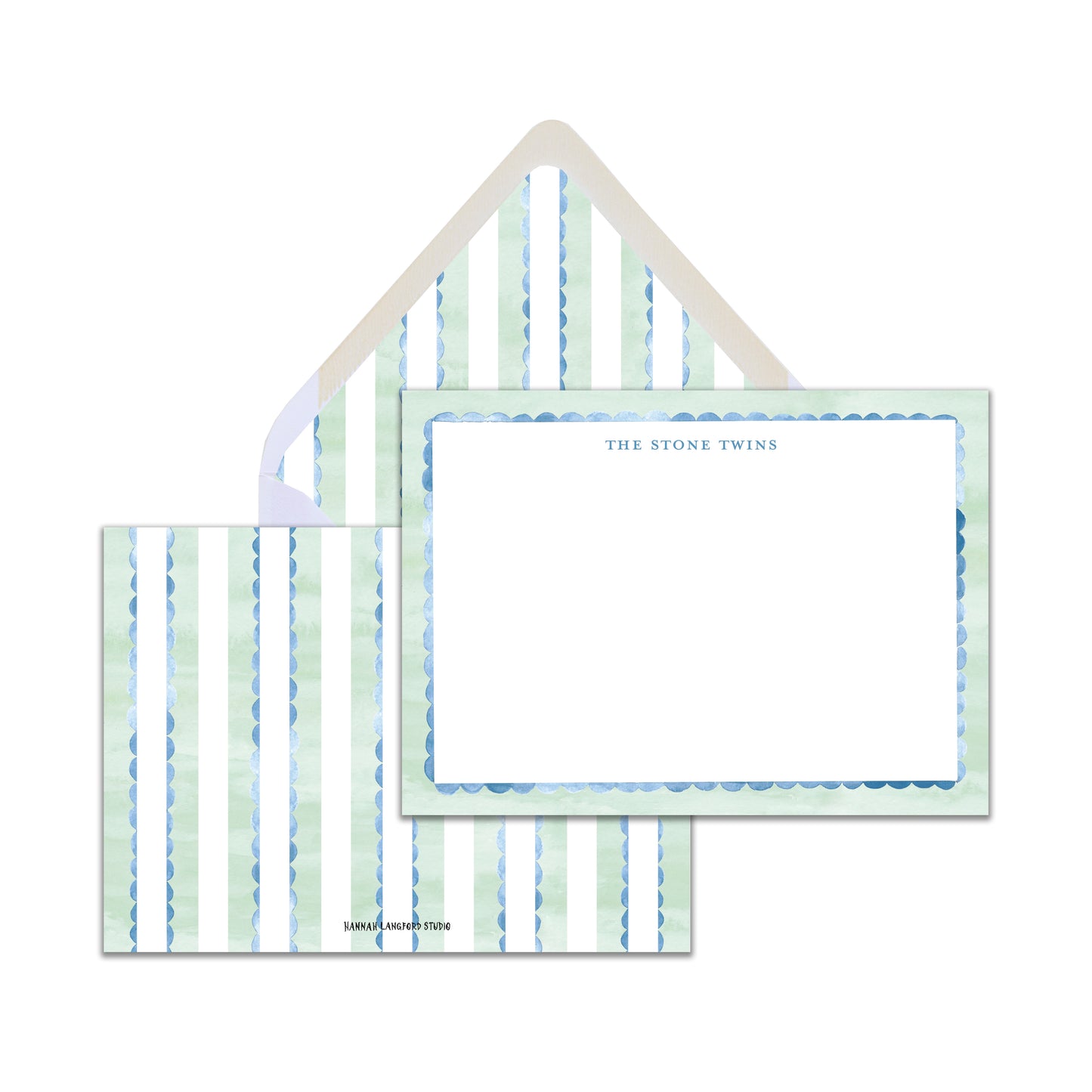 Blue Beaded Border Stationery
