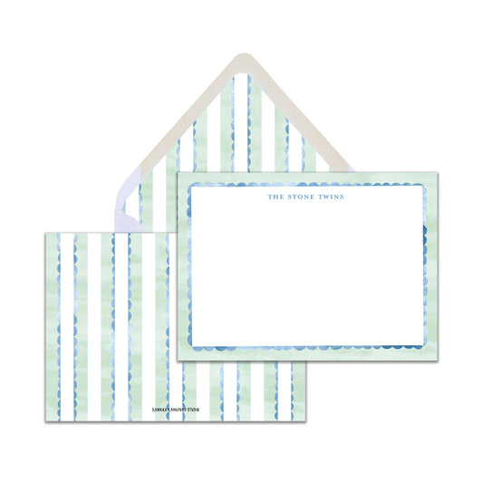 Blue Beaded Border Stationery