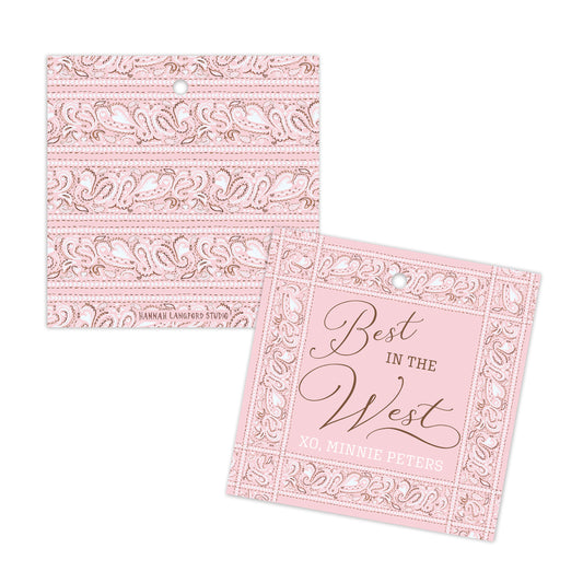 Pink decorative paper with intricate patterns and text on a white background