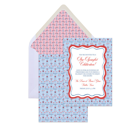 Block Print Patriotic Invite