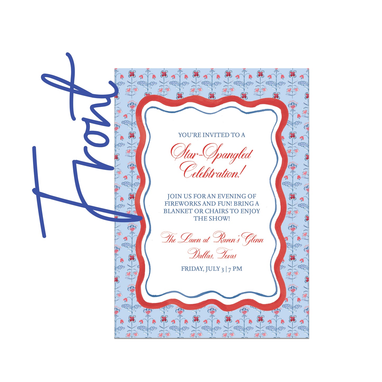 Block Print Patriotic Invite