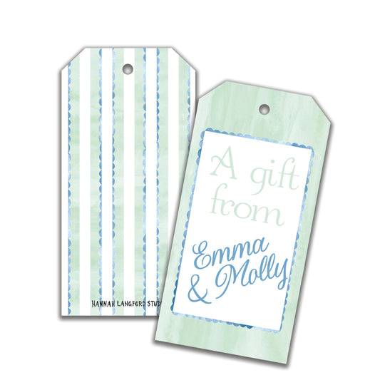 Blue Beaded Border Gift Tags