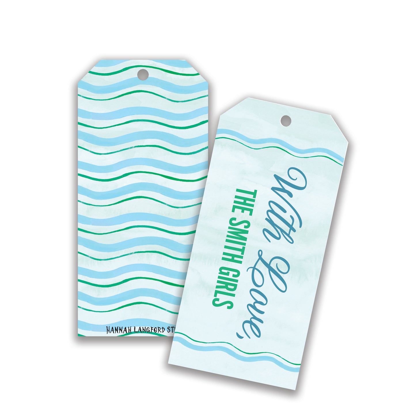 Green Scallop Wave Gift Tags