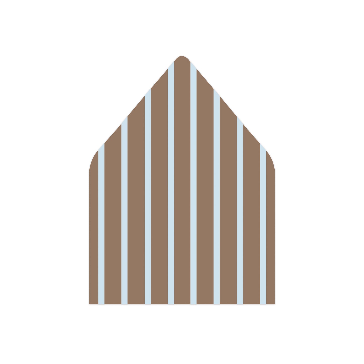 A blue and brown striped envelope liner on a white background.