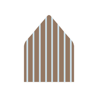 A blue and brown striped envelope liner on a white background.