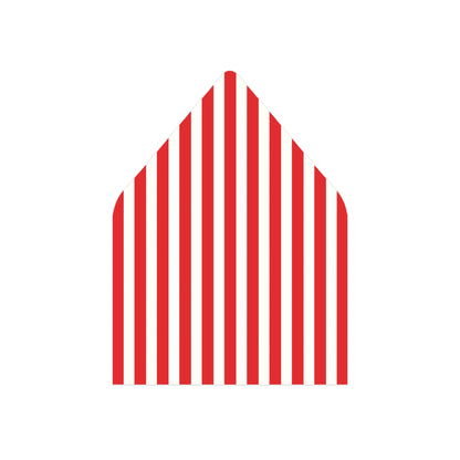 A red and white striped envelope liner.