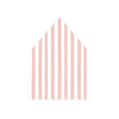 A envelope liner with vertical pink and white stripes, shown on a plain white background.