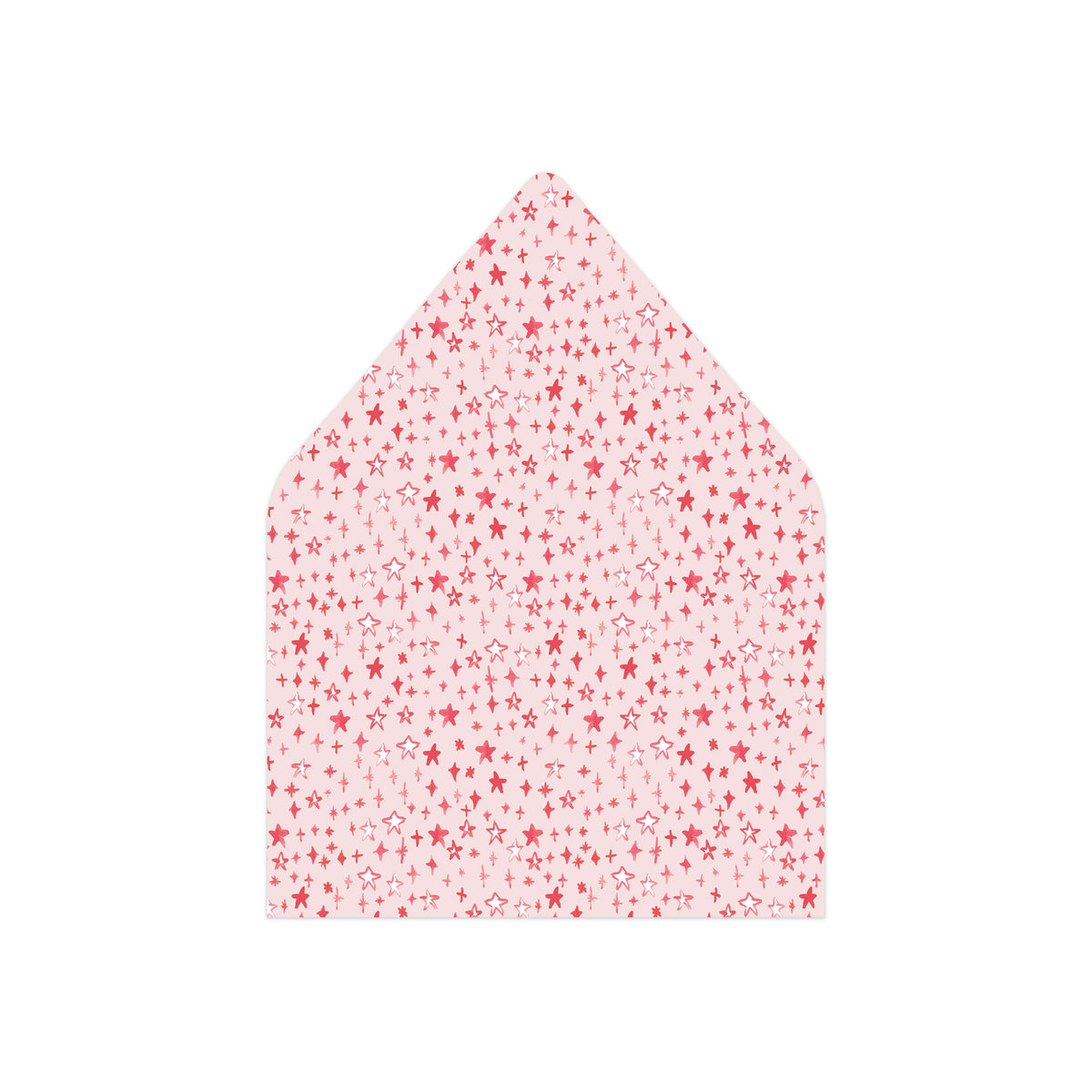 A patterned envelope liner featuring red stars.