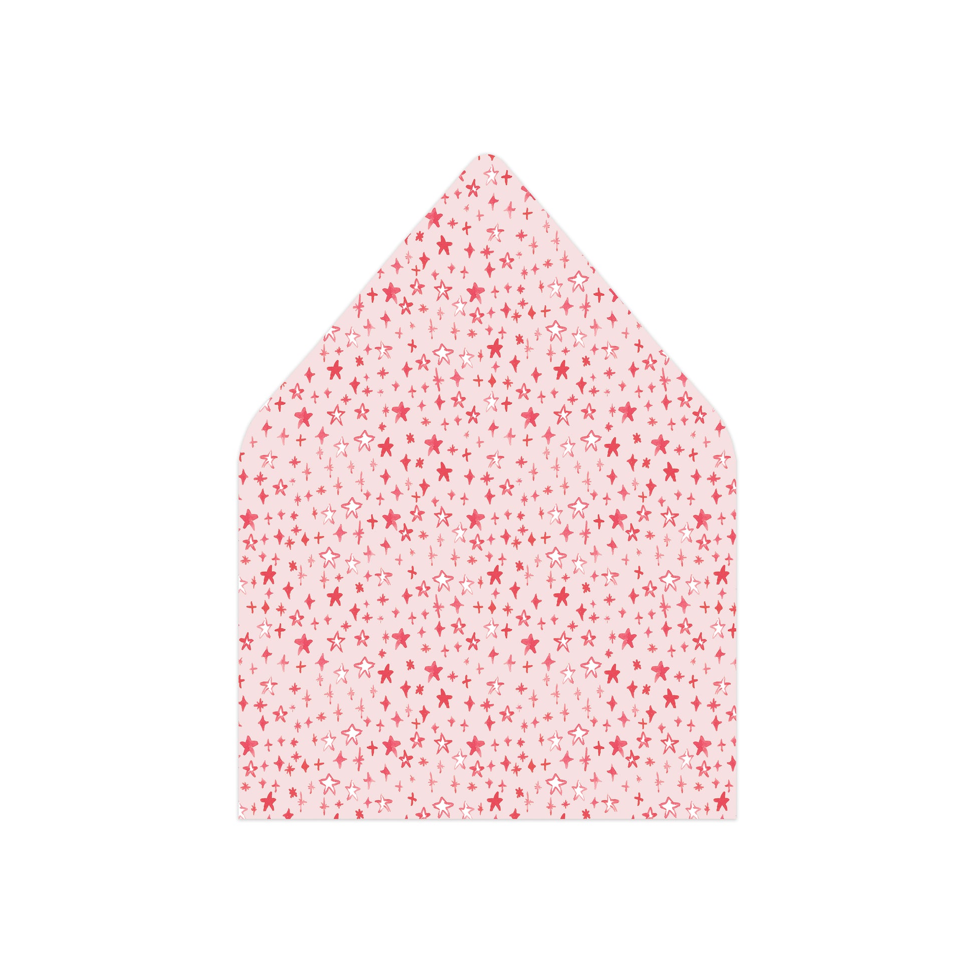 A patterned envelope liner featuring red stars.