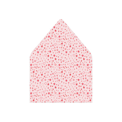A patterned envelope liner featuring red stars.