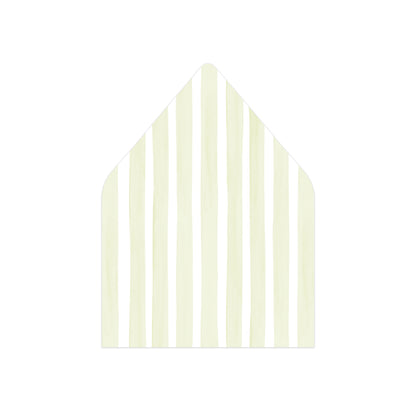 a green and white striped envelope liner.