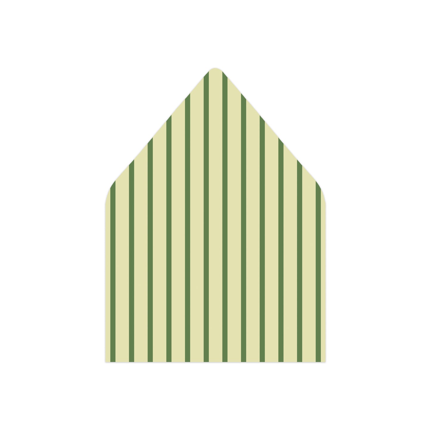 A green striped envelope liner on a white background.