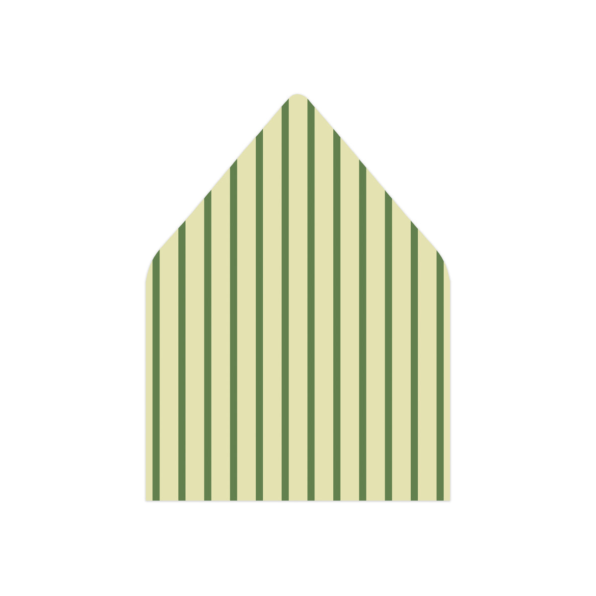A green striped envelope liner on a white background.