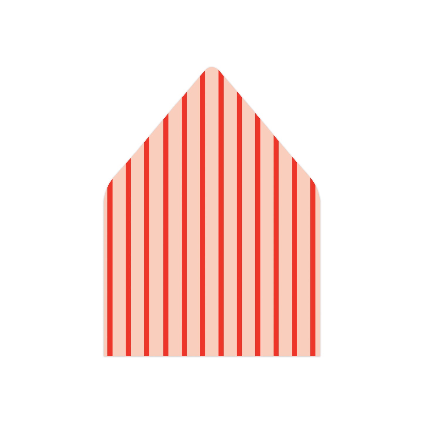 Red and orange striped envelope liner on a white background.