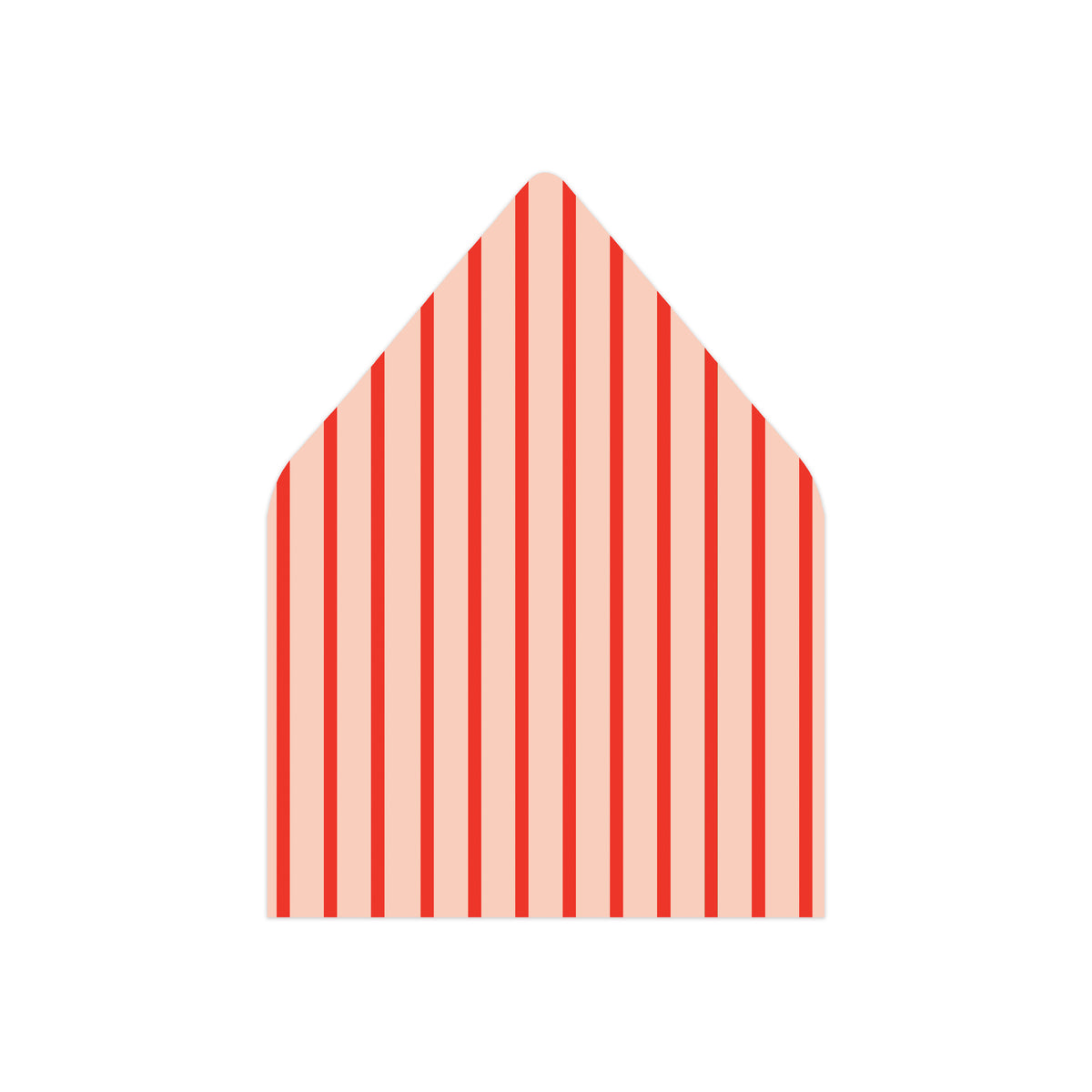 Red and orange striped envelope liner on a white background.
