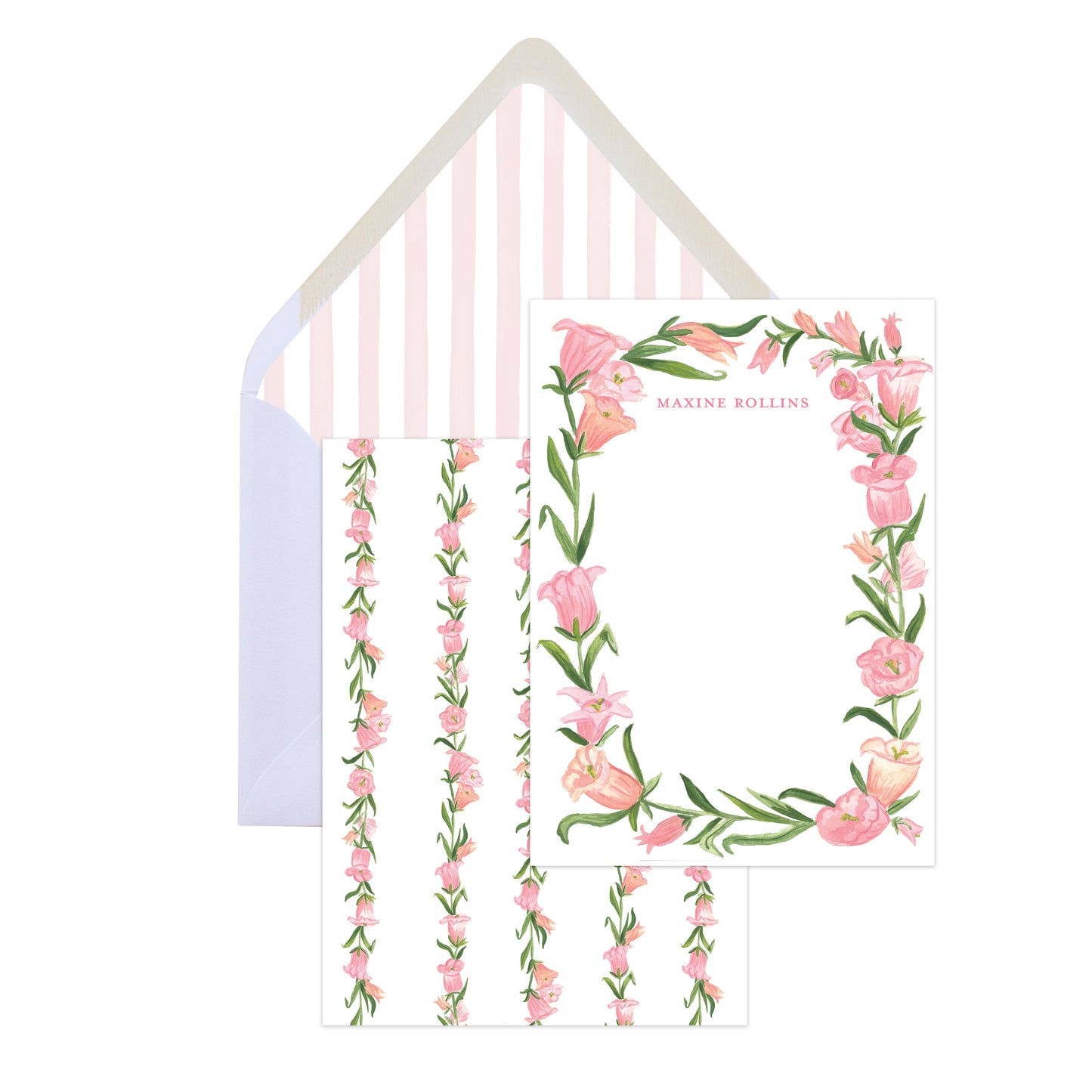 Floral card with matching envelope on a white background