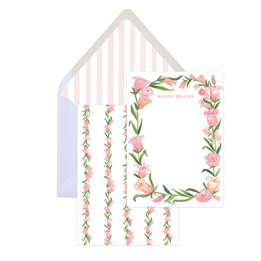 Floral card with matching envelope on a white background