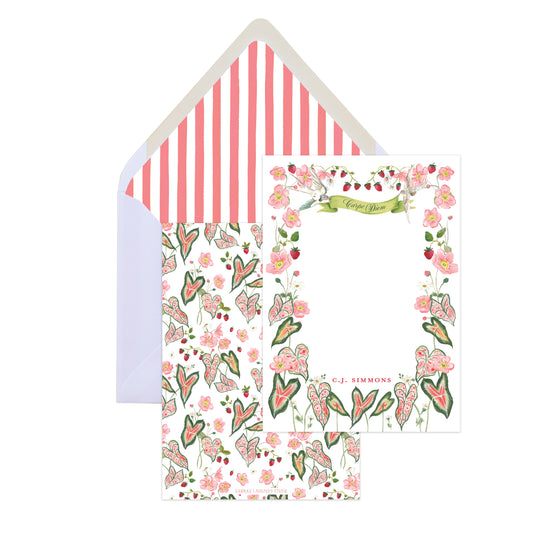 Floral card with matching envelope on a white background