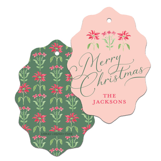 Folksy Poinsettia Gift Tag