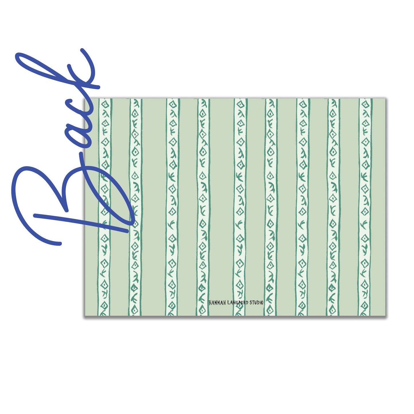 Green Block Print Border Stationery